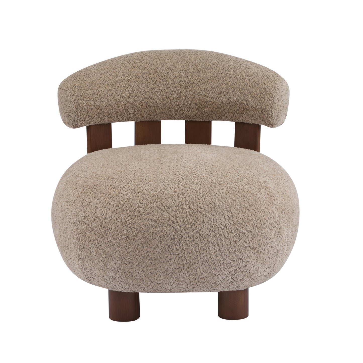 Christopher Knight Home Elvina Boucle Fabric Accent Chair, Solid Wood Single Lounge Sofa, Bedroom Comfy Reading Chair, for Modern Minimalist Style Living Room/Home Office, Light Brown