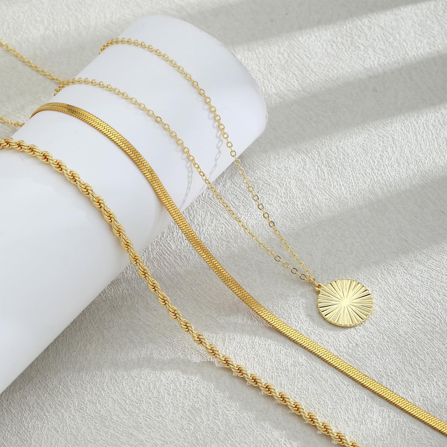 AGWOLF Gold/Silver Layered Necklaces for Women,Dainty 14k Gold Plated Stackable Choker Necklaces for Women,Trendy Layering Coin Chain Pendant Jewelry Set Gifts