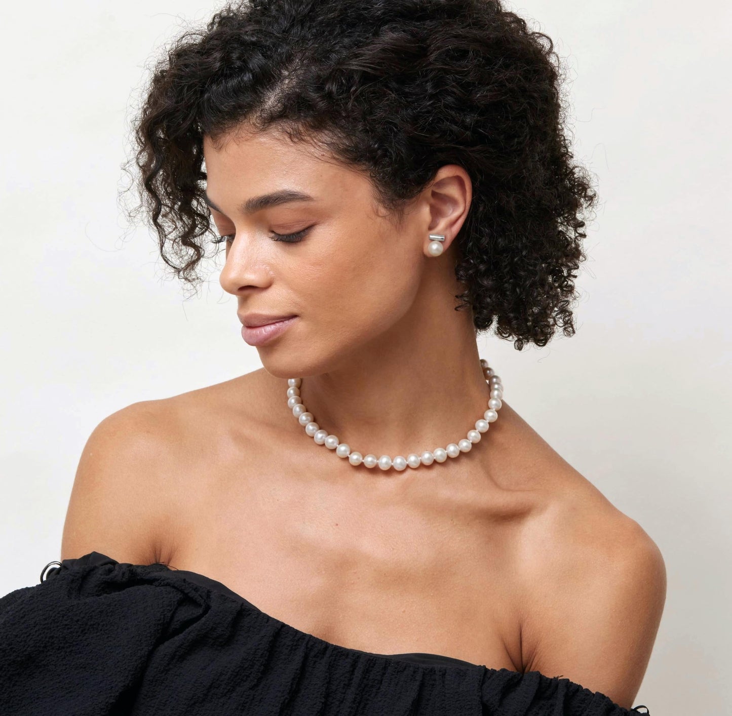 10mm Shell Pearl Drop Earrings, Silver Bar Stud Earrings, Dainty Wedding Jewelry