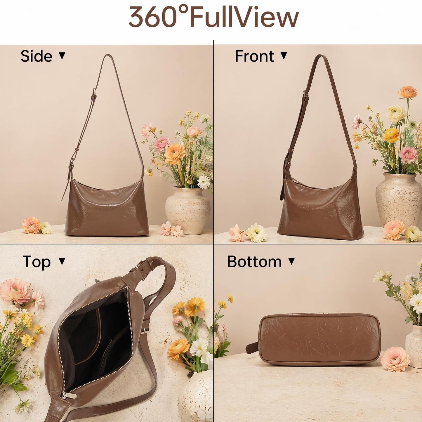 GEMIU Purses for Women Trendys Leather Shoulder Bag Small Handbags Crossbody Purse with Adjustable Straps Brown