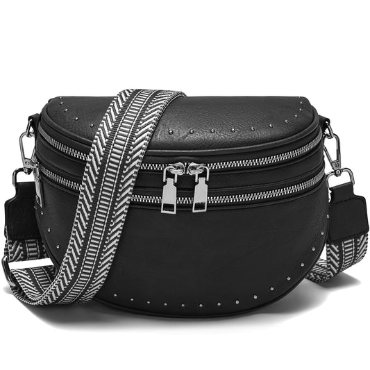 Goinsound Crossbody Bags for Women PU Leather Fanny Packs for Women Trendy Bum Bag with Adjustable Strap