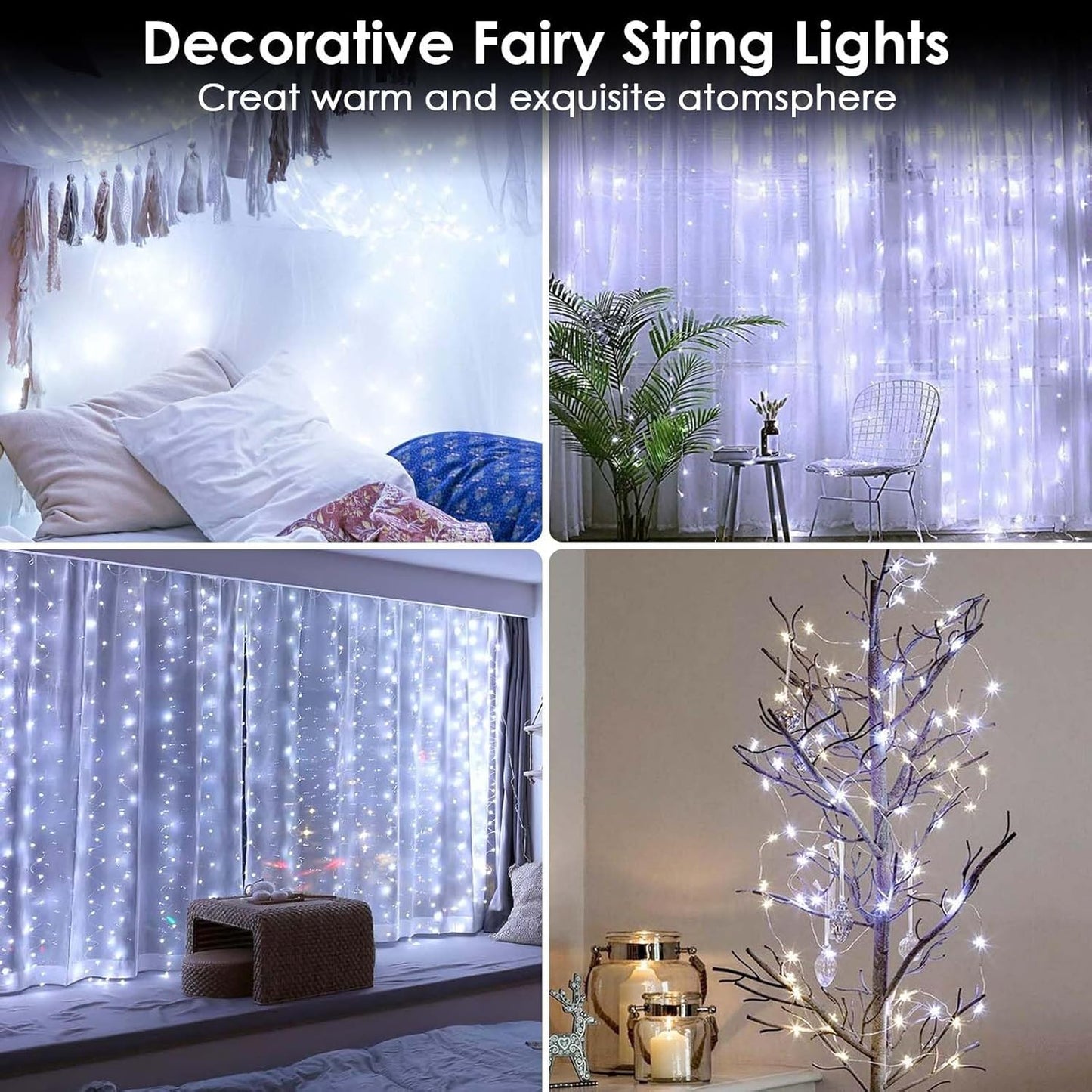 Skiennix 66FT Battery Operated Fairy Lights - 200 LED Waterproof String Lights with Remote & Timer for Indoor/Outdoor Decor | Cool White