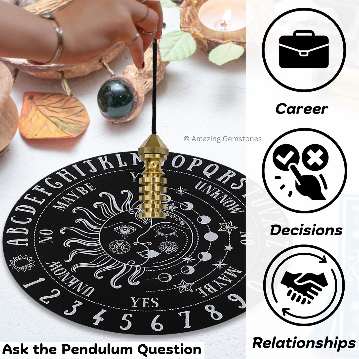 Healing Metal Pendulums for Divination, Gold 5 Ring with Head Openable Steel Copper Pendulum High Energy Pendulo de Bronce Pendulos de Mesa MP81