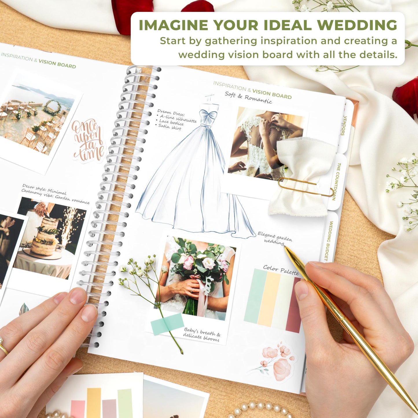 Clever Fox Wedding Planner Book and Organizer – Guided Wedding Planning Journal & Bridal Notebook with Tips & Checklists – Engagement Gifts for Bride or Engaged Couple (White, Gold Foil)