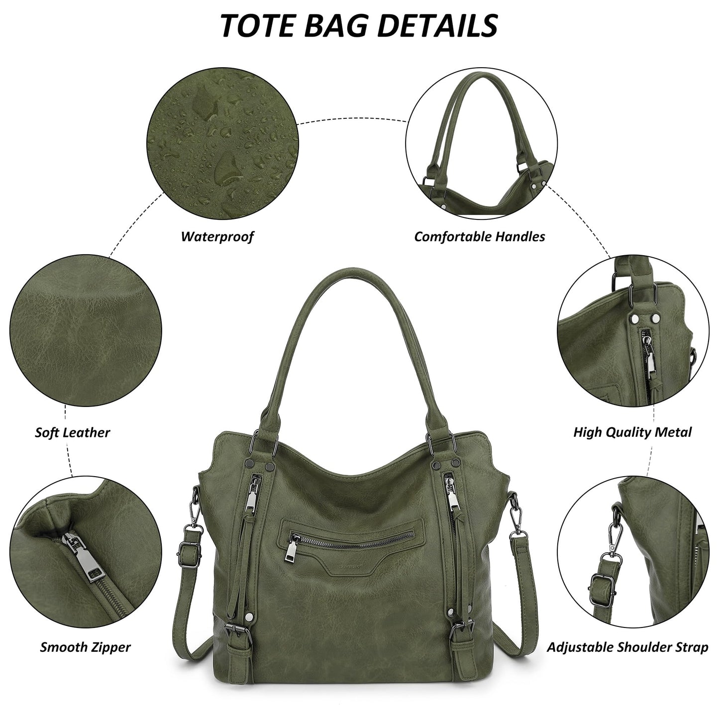 TANTOMI Hobo Bag for Women Large Crossbody Purse and Handbags Multiple Pockets with Adjustable Shoulder Strap-Dark Green