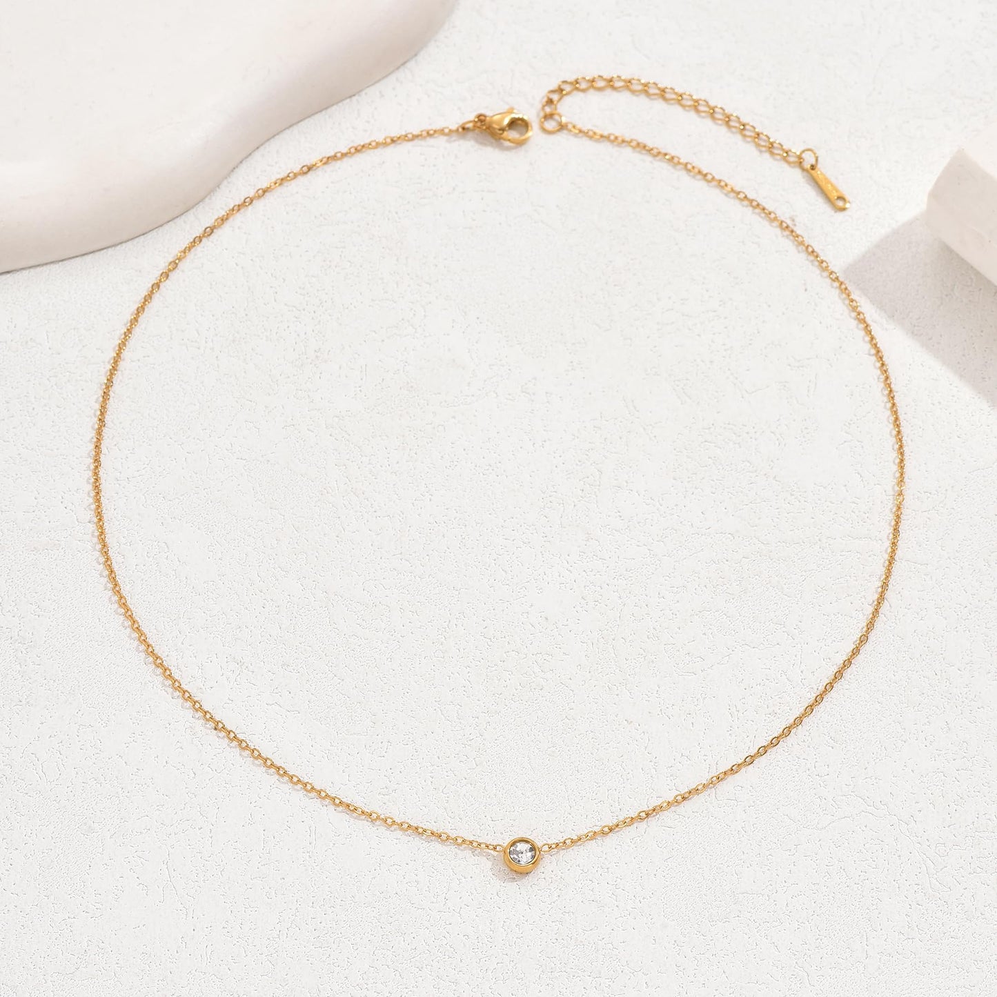 Jewigo Cubic Zirconia Necklaces for Women 18K Gold Plated Tear drop Necklace Dainty Layered CZ Lariat Diamond Necklace