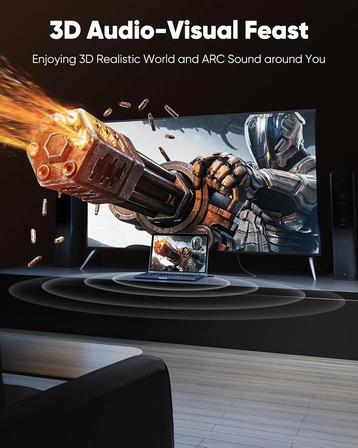 4K 2.0 35FT/10m 4K 18Gbps 3D, 2.2, PS-5/4/3/4K Highwings Long HDMI Cable - HDR Braided HDMI Cord, High Speed