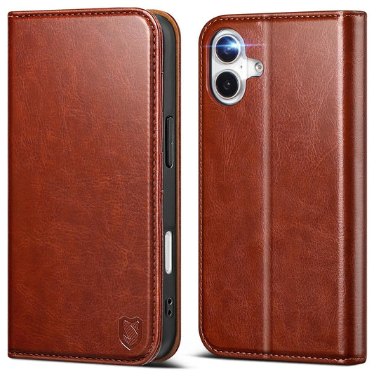 Scutumate Compatible with iPhone 17 Case Wallet with Card Holder [4 Card Slots] Kickstand [RFID Blocking] PU Leather Phone Case Flip Folio Protective Cover TPU Shockproof,for Apple 17 6.3",Brown