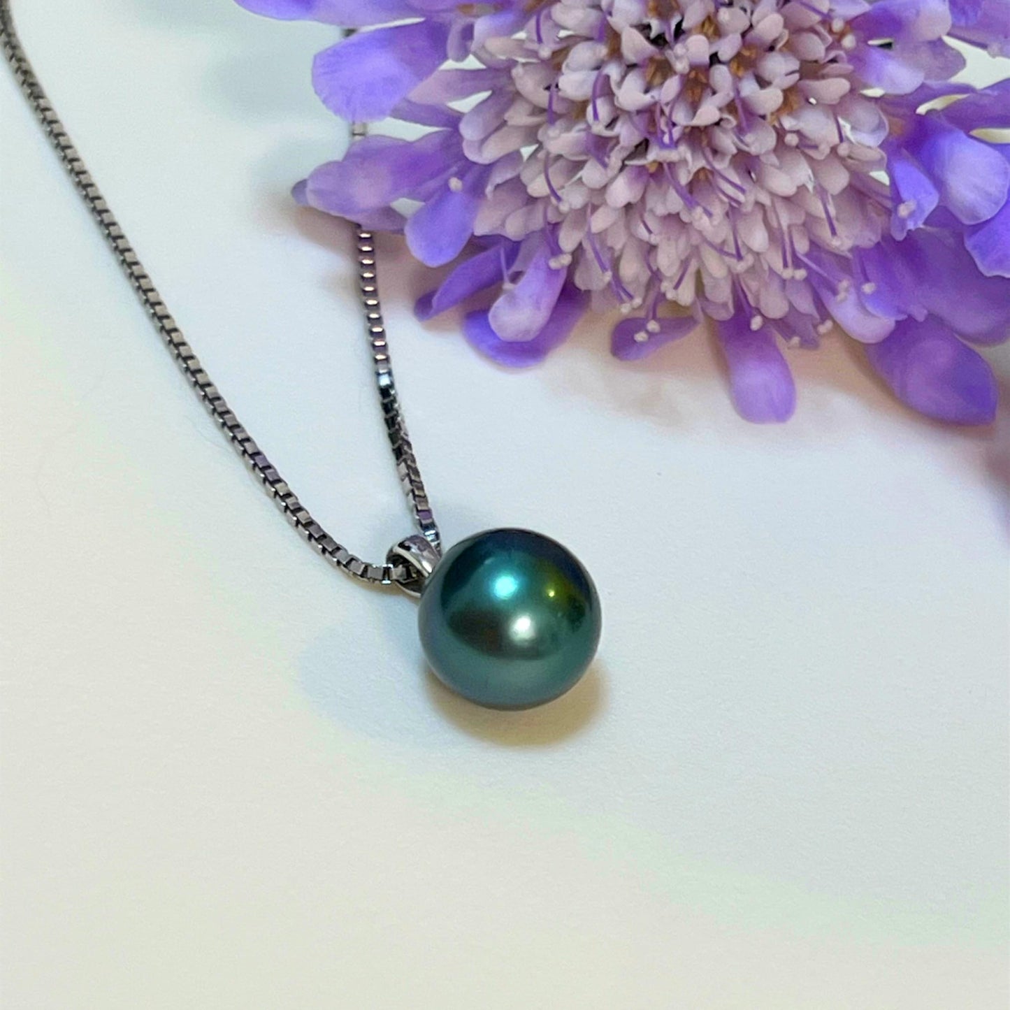 Black Pearl Necklace for Women Tahitian Pearl Pendant Necklace 18k White Gold Plated 925 Sterling Silver Gifts For Women Women's Jewelry