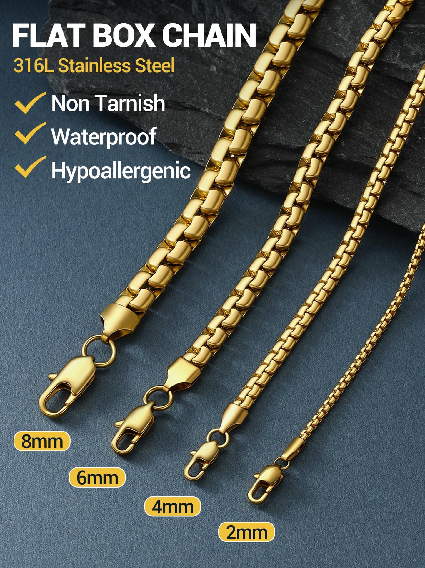 PROSTEEL Thin Gold Chain Necklace 2mm Long Chain Necklace Stainless Stee Male Jewelry 28inch