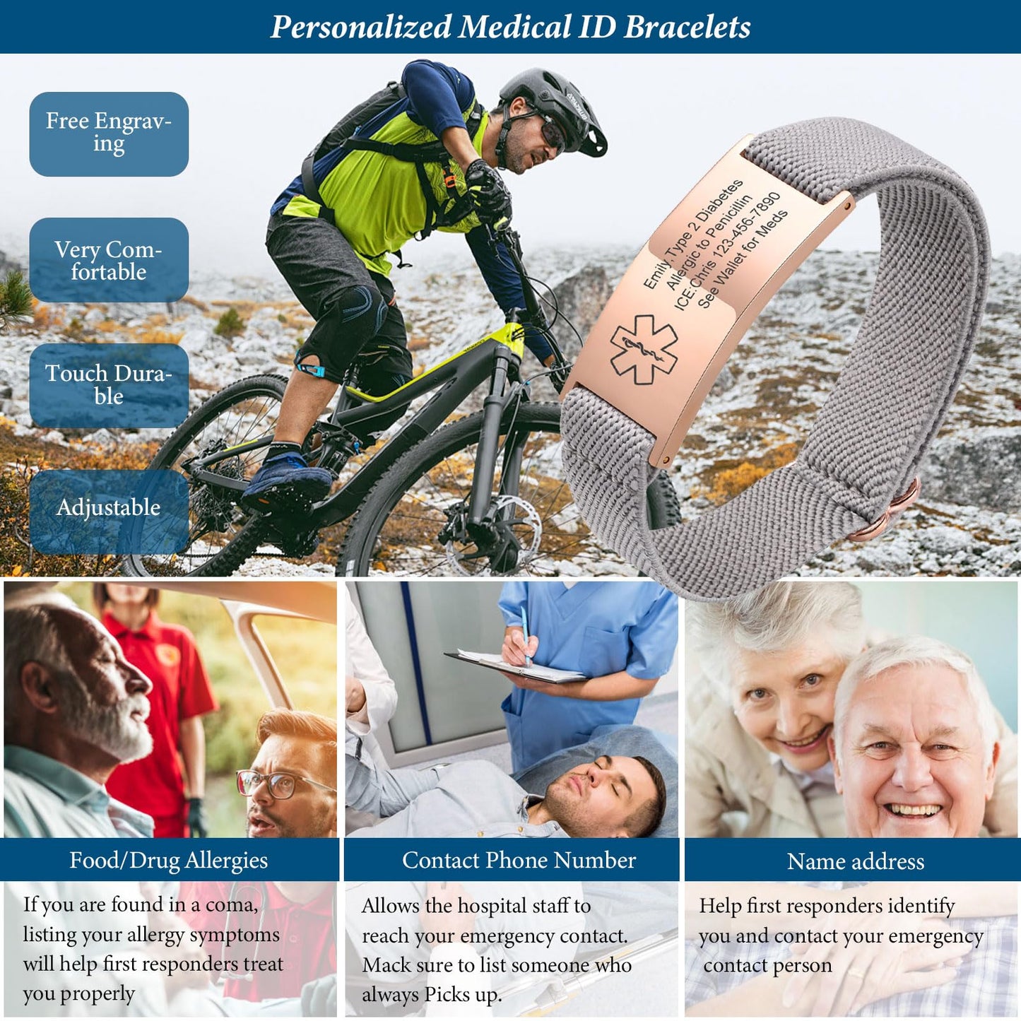 VNOX Dnr(Do Not Resuscitate) Medical Alert Bracelets for Women Men Patients Stainless Steel Emergency Bracelets Wristbandersonalized Mens Life Health Alert Bracelet