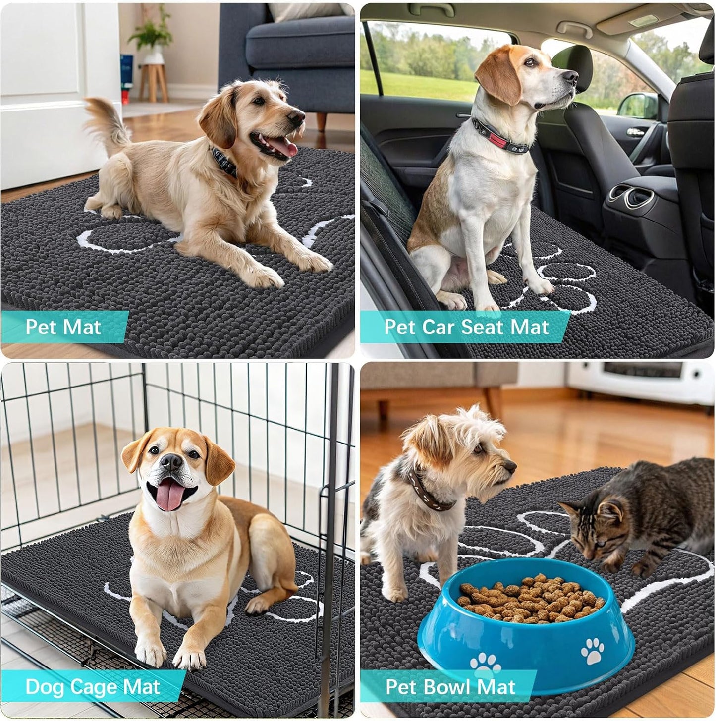 OLANLY Dog Door Mat - Absorbent Non-Slip Mud Mat for Muddy Paws | 59x20 Inches, Dark Grey