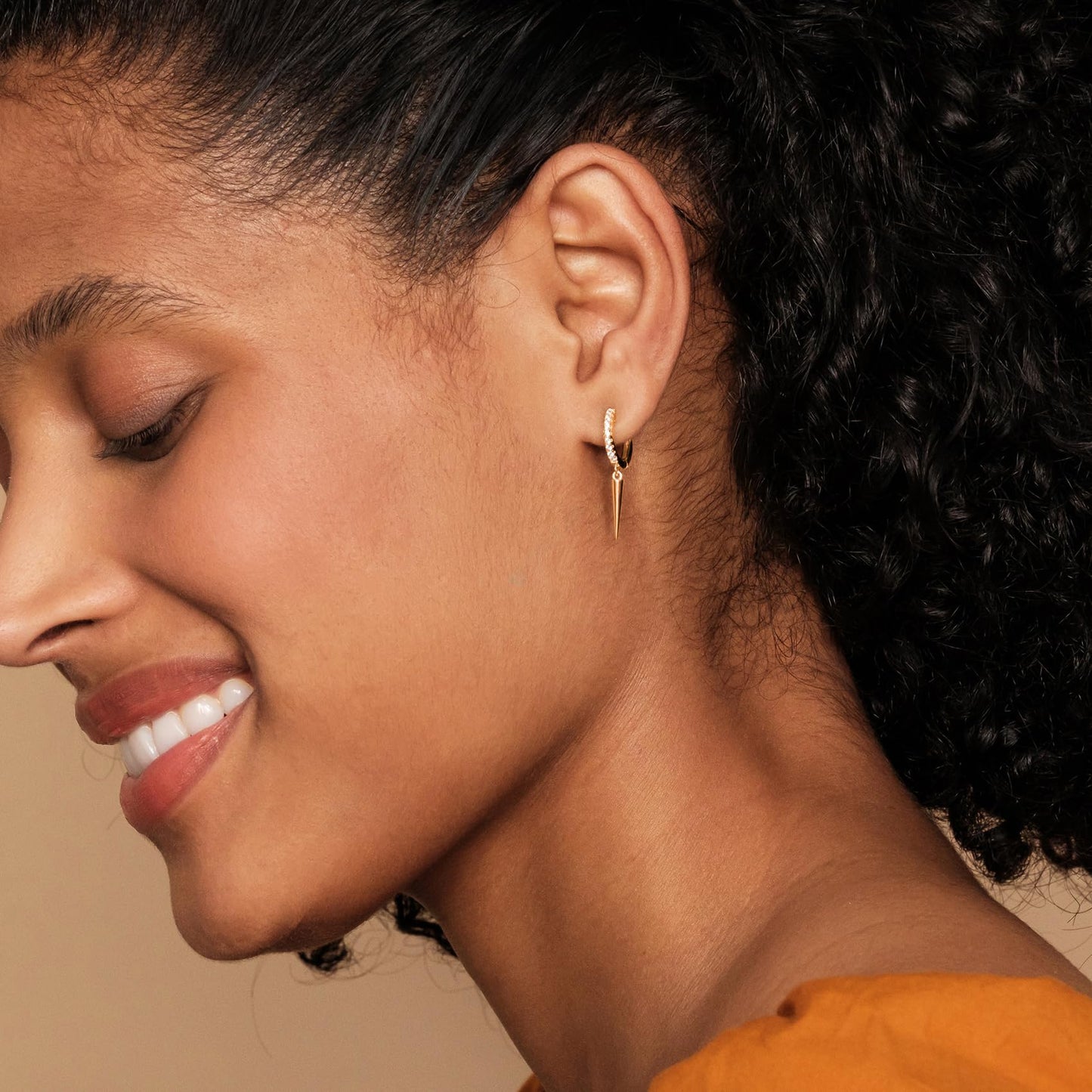 PAVOI 14K Yellow Gold Plated S925 Sterling Silver Post Drop/Dangle Huggie Earrings for Women | Dainty Awl Earrings