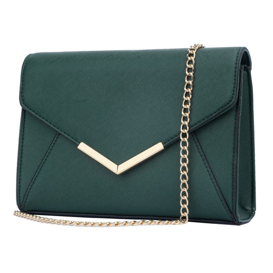 KKXIU Women Elegant Faux Leather Evening Envelope Clutch Purse Foldover Bags for Party Wedding Prom (A-Olive)