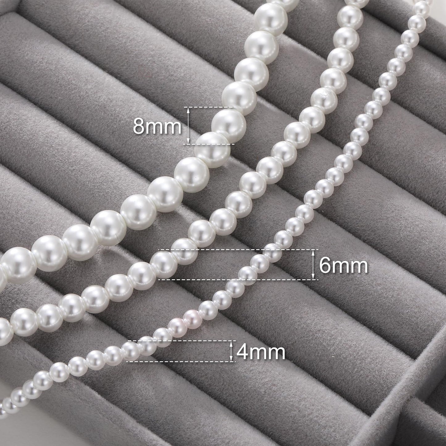 MJartoria Pearl Necklace for Men, 16''-24'' Pearl Necklaces for Women, 6/8mm White Pearl Choker Necklace Trendy Jewelry Gifts for Women Men (16 inches, 4mm)