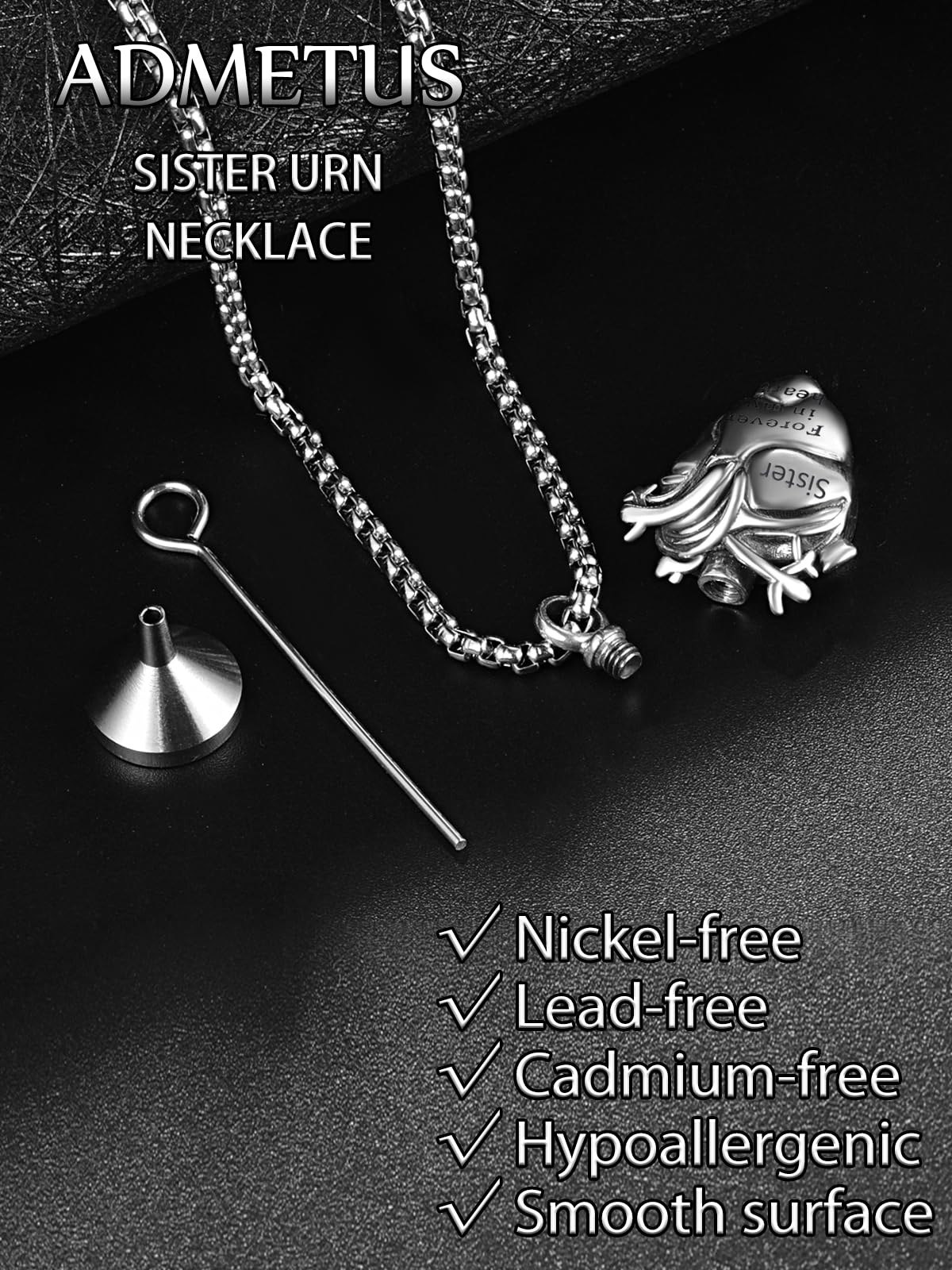 Personalized Anatomical Heart Urn Necklaces for Ashes Sterling Silver Ash Pendants Cremation Jewelry Sister Keepsake Pendant Memorial Jewelry Gifts for Loss of Sister