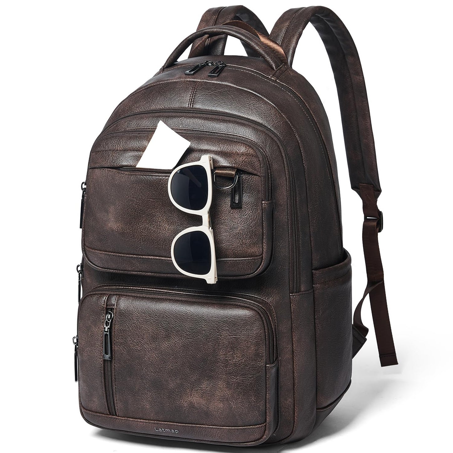 LATMAP Vegan Leather Backpack 17In Laptop Backpack for Women Travel Coffee