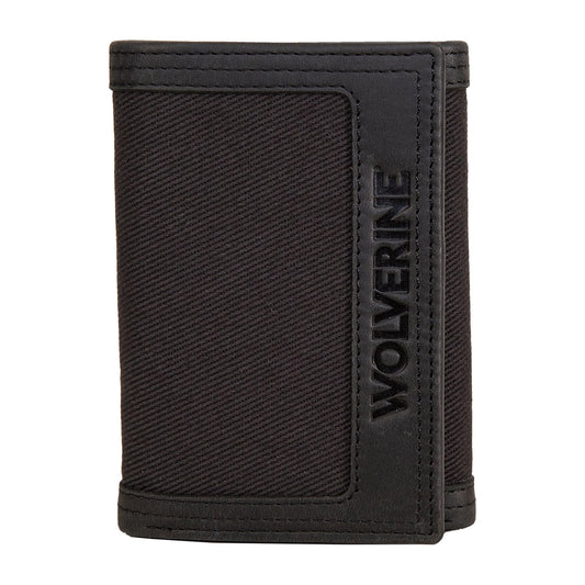 WOLVERINE Men's Trifold Wallet | RFID Blocking | Work, Canvas/Leather-Black/Grey, One Size