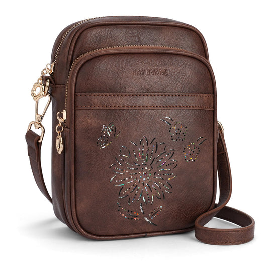 HAYRVANE Small Crossbody Bags for Women, RFID Phone Purse with Card Slots, Triple Compartments Lightweight Shoulder Bag