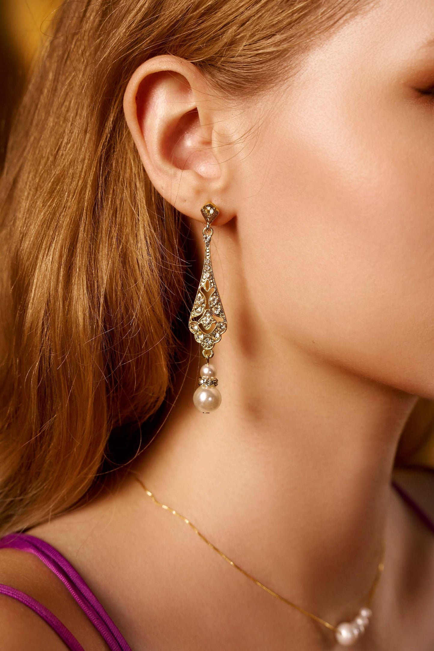 BABEYOND 1920s Flapper Art Deco Gatsby Earrings 20s Flapper Gatsby Accessories Vintage Wedding Dangle Pearl Earrings