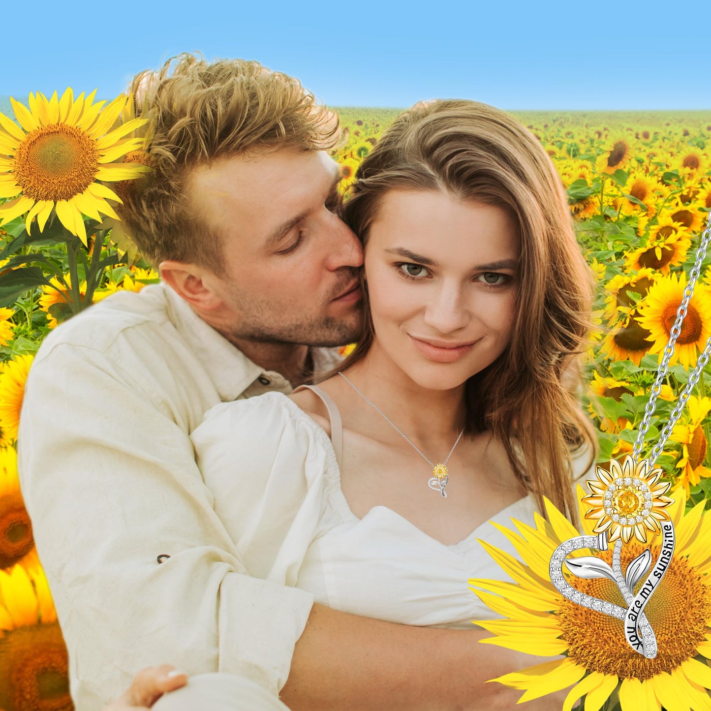 Jnrbecm Anniversary for Gifts Sunflower Necklaces for Women Wife Gifts for Her Sunflower Gifts You Are My Sunshine Necklace for Women Her Christmas Mom Mothers Day Birthday