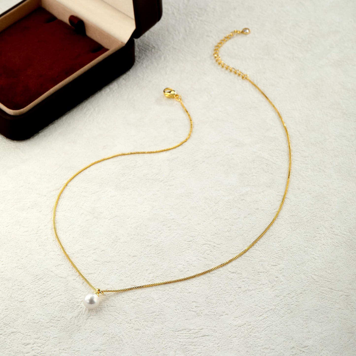 Sargetou Pearl Necklace for Women,14k Gold Plated Waterproof Small Cute Dainty Choker Necklace Drop Vintage Single Pearl Chain Trendy Jewelry Fashion Gift