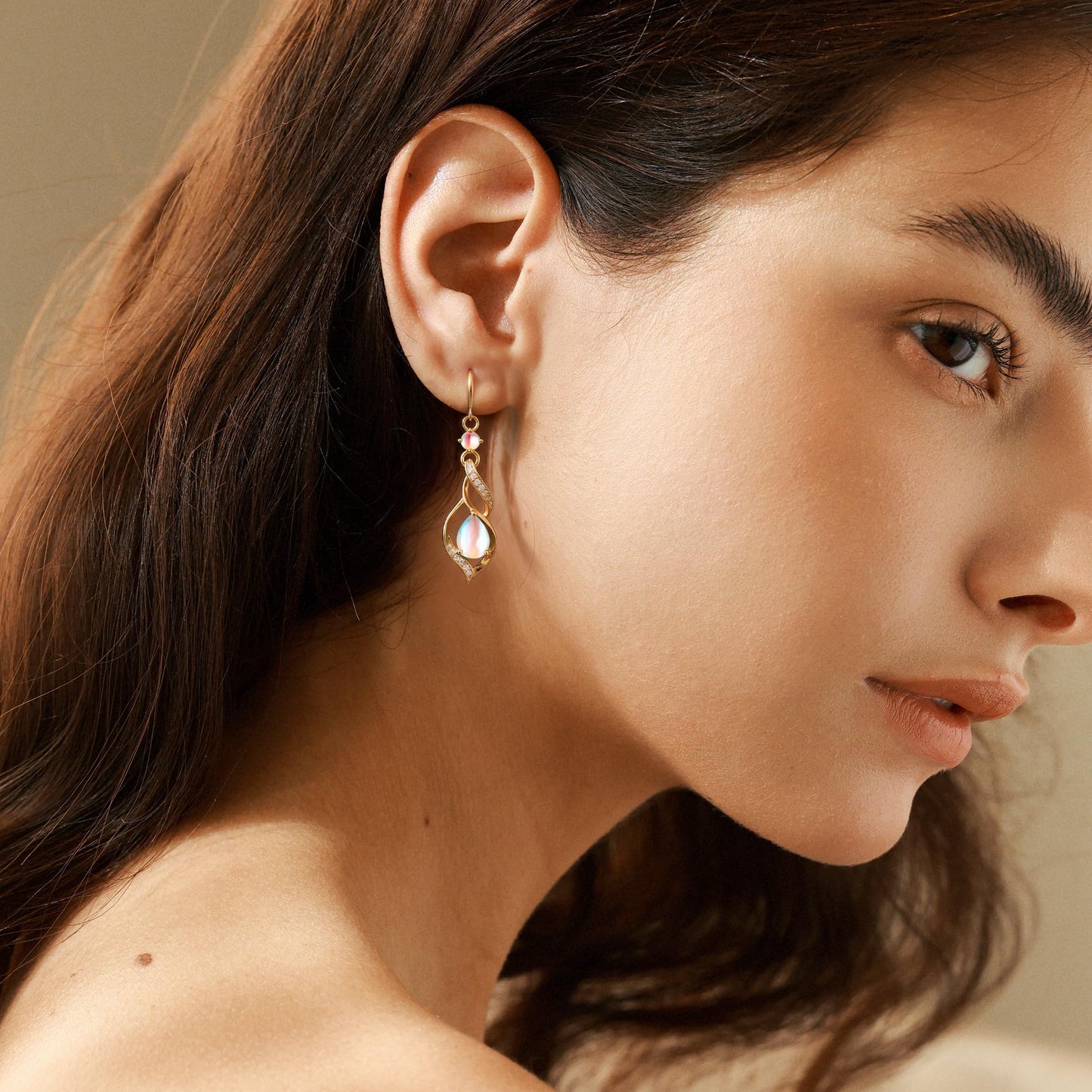 FANCIME 14K Gold Plated June Birthstone Dangle Earrings for Women Teardrop Moonstone Earrings S925 Sterling Silver infinity Love Birthday Gifts for Mom Women