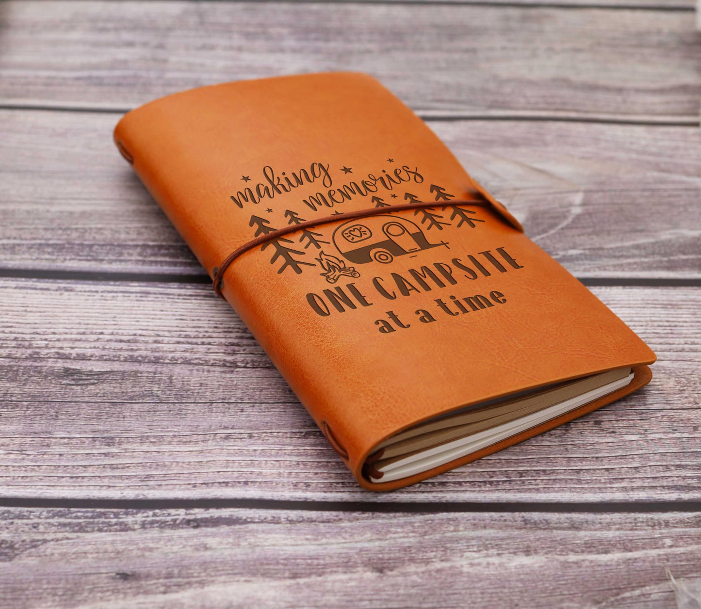 ZVMIS Travel Memory Journal-Making Memories One Campsite at a Time-Travel Enthusiast Camper Birthday Christmas Graduation Retirement Gift for Traveler-Refillable Travel Photo Diary Keepsake Notebook