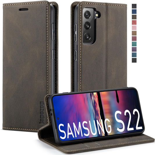 Samsung Galaxy S22 5G Wallet Case with RFID Blocking Card Holder Kickstand Magnetic,Leather Flip Case Wallet for Galaxy S22 5G 6.1 Inch(Coffee)