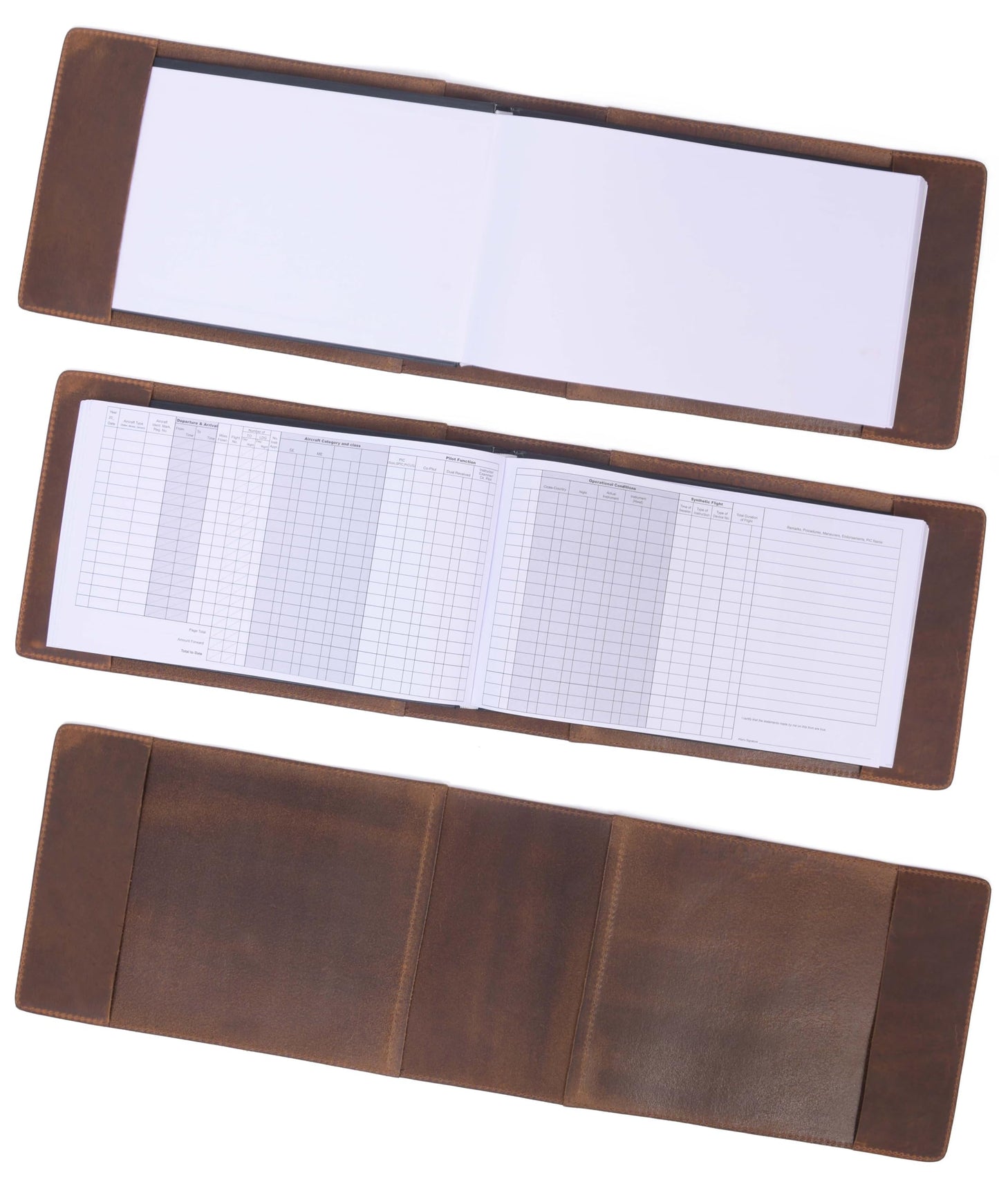 Tolredo Canadian Master Pilot Log Book TL-SP-05 Flight Standard Top Grain Cowhide Leather Refillable Bleedproof 278 Pages Aviation Logbook for FAA ICAO, JAA, CAA, and CASA Documentation (12" x 7.5")