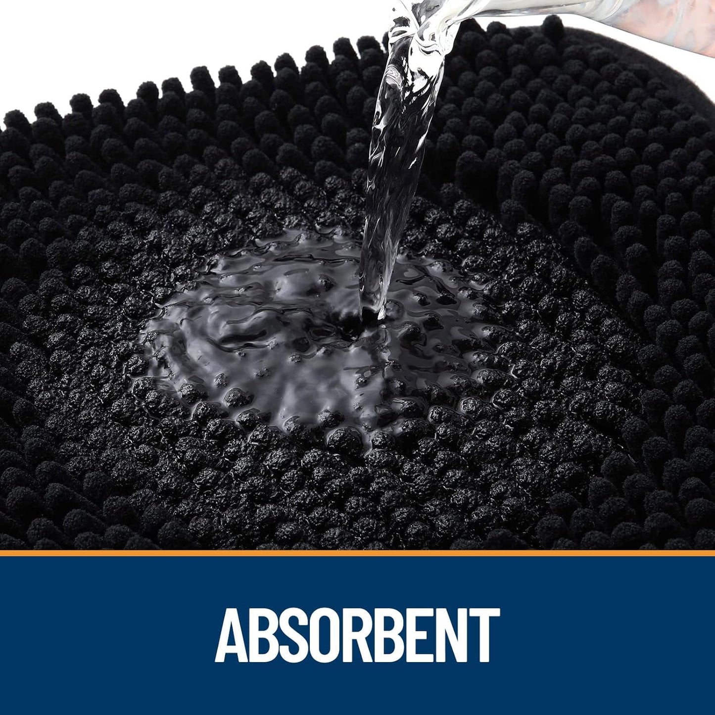 OLANLY Dog Door Mat - Absorbent Non-Slip Washable Chenille Mat for Muddy Paws | 32x20 Inches, Black
