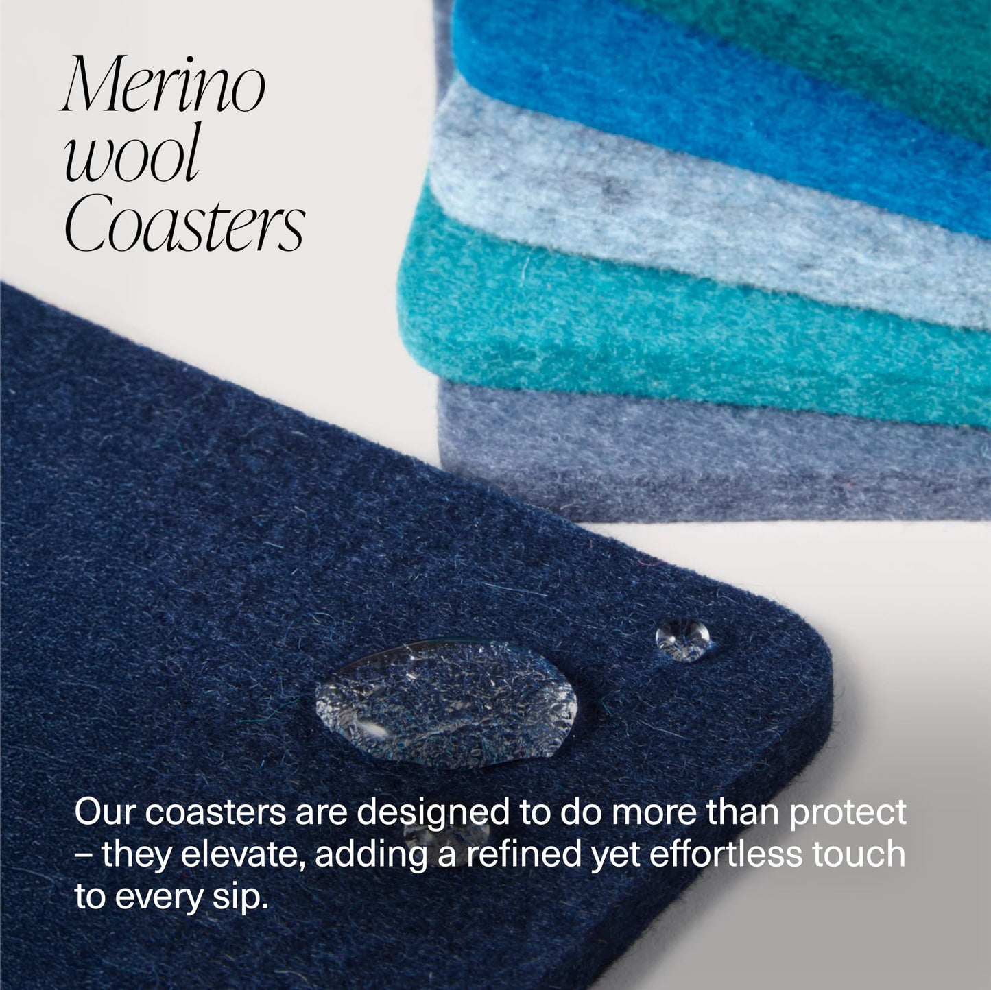 Graf Lantz - Bierfilzl Merino Wool Round Coasters Set of 4 - Marine (4" Circles) - Absorbs 30% of Weight - German Wool - Heat Resistant, Sustainable, & Reusable - Home Decor & Coffee Table Decor
