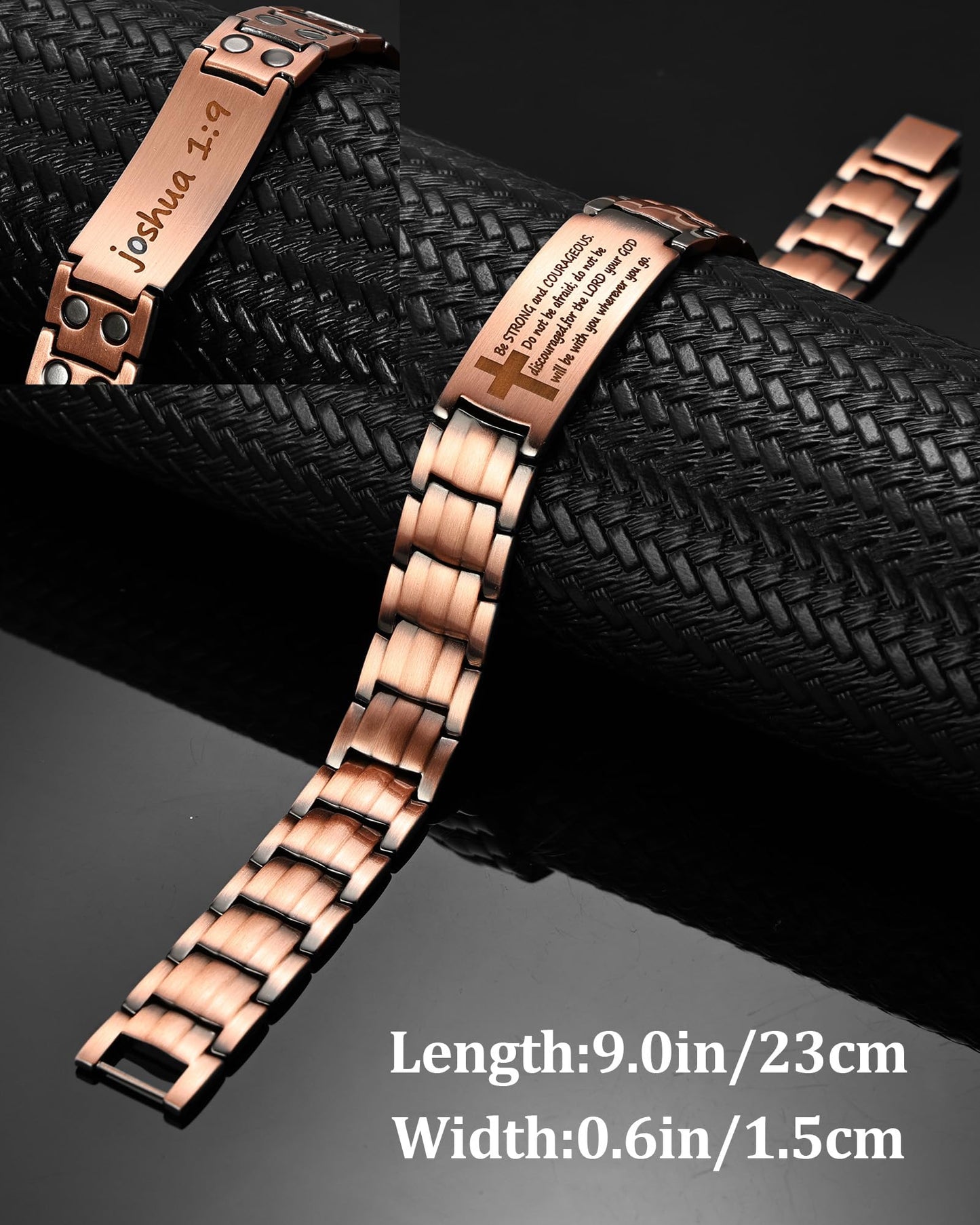 MagEnergy Copper Bracelet For Men, Christian Copper Bracelet For Men, Magnetic Bracelet With Ultra Strength Magnets, Adjustable Copper Biblical Cross Bracelet, Jewelry Gift(Sizing Tool)
