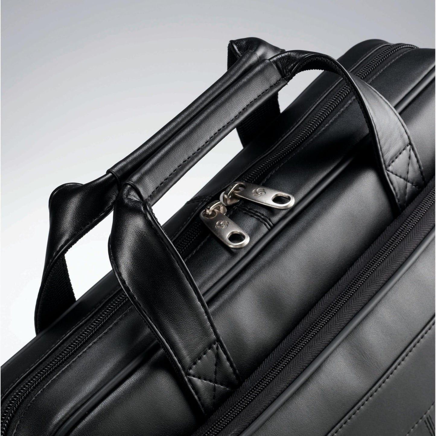 Samsonite Leather Slim Briefcase, Black, 16 Inch