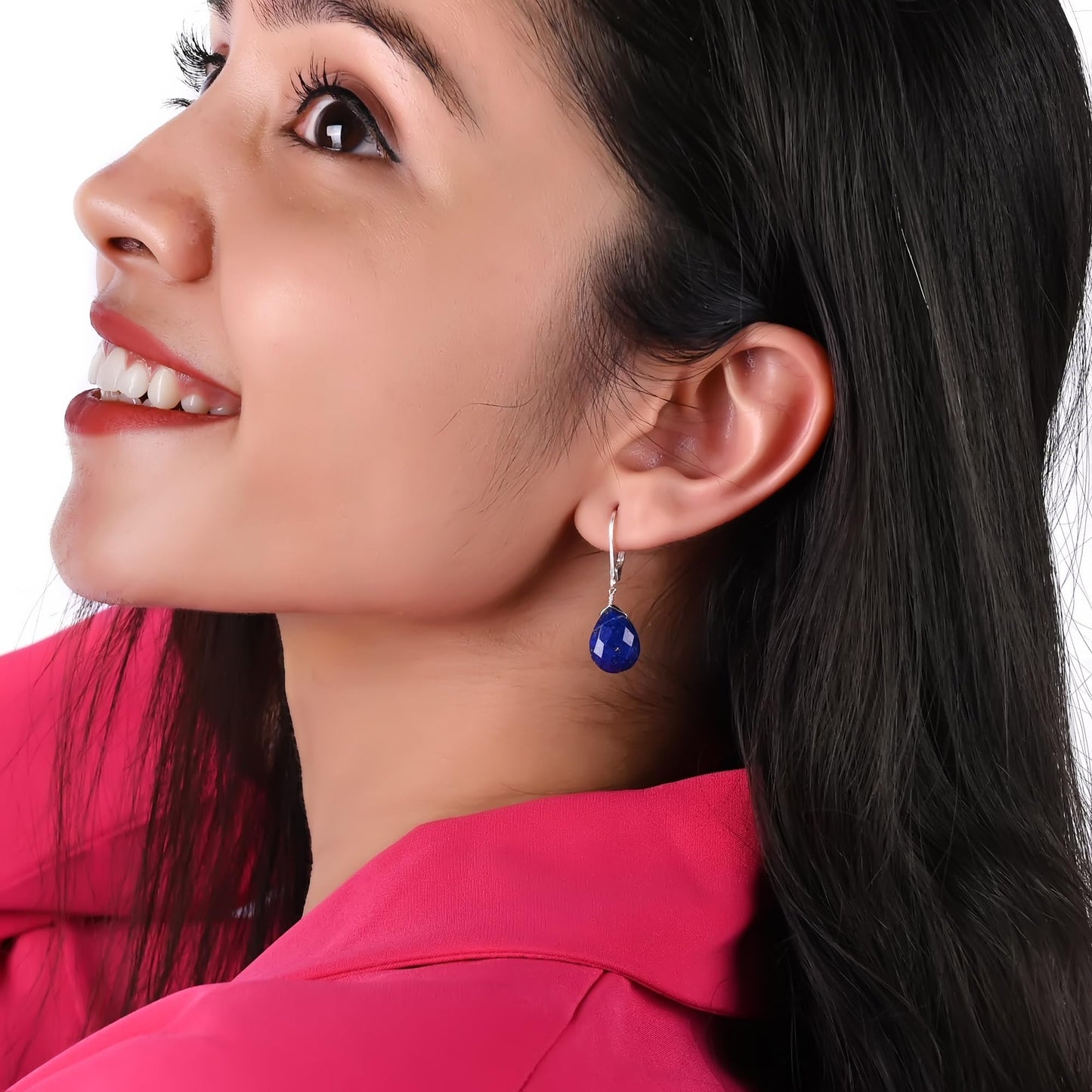 GEMINSPIRE Lapis Lazuli Pear Shape Tear Drop Earrings Suspended with Sterling Silver Lever Back Hoop, Elegant Handmade Dangling Earrings For Women, September Birthstone Jewelry