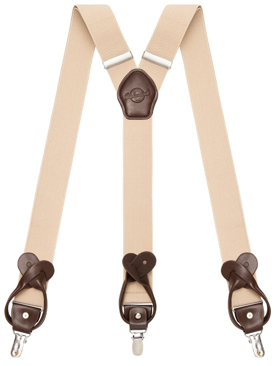 Kohentact Suspenders for Men Fully Adjustable 1.4in Y-Back Convertible End with Clips + 6 Buttons