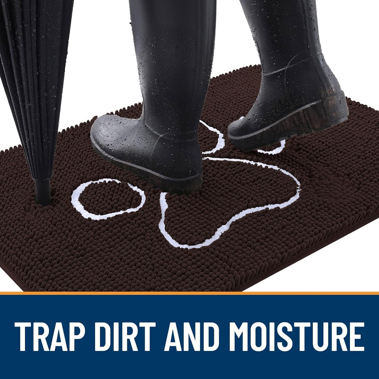 OLANLY Dog Door Mat - Absorbent Non-Slip Mud Mat for Muddy Paws | 70x32 Paw Print Design, Quick Dry Brown