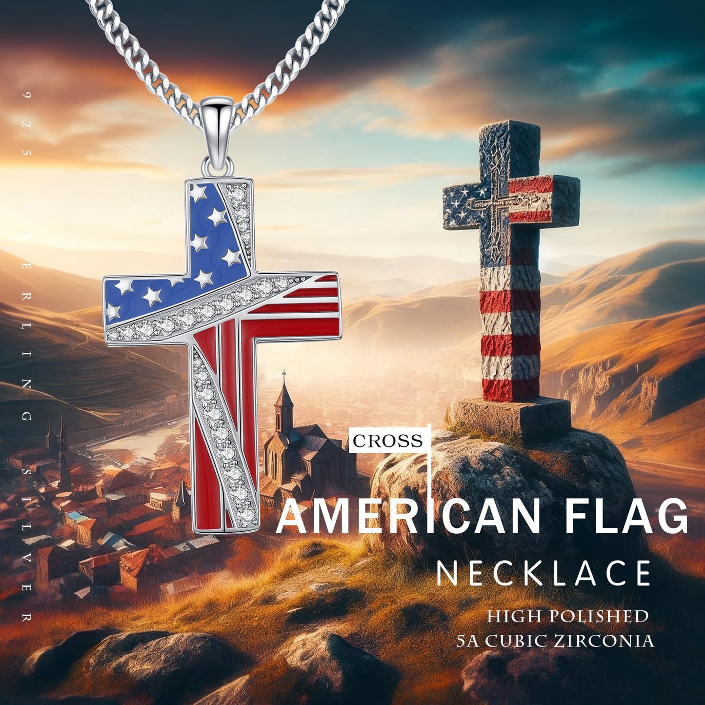 YEESIA Cross Necklace for Women Men 925 Sterling Silver Orthodox Jesus Crucifix Pendant Necklace with Abalone Cross Jewelry Gift for Women Men