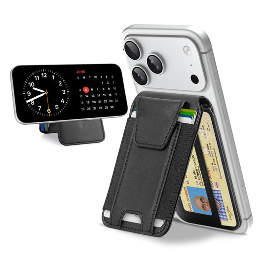 TopMade for MagSafe Wallet with Stand, Strongest Magnetic Wallet for iPhone 17/16/15/14/13/12 Series, Leather Magnetic card holder with Adjustable Stand, 9 Cards Holder, RFID Blocking, Black
