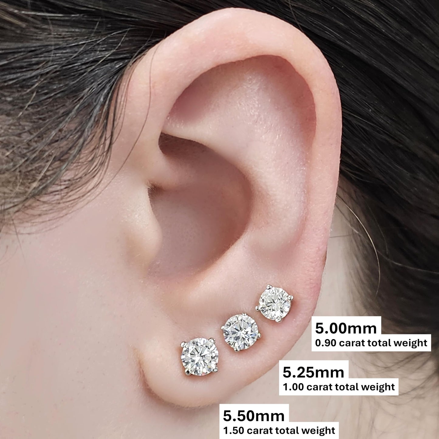 Central Diamond Center Round Simulated Diamond Stud Earrings Hypoallergenic Metal & Sterling Silver CZ - 5.50mm (1.50cttw) Rose