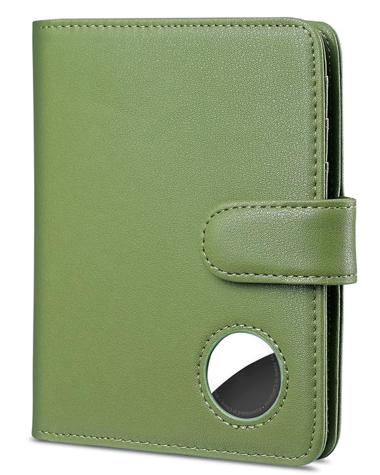 Passport Holder for Travel with AirTag Holder- Leather RFID Blocking Travel accessories with 5 Cards Slot&1ID Window,Magnetic Closure,Gift Box(Air Tag Not Included)