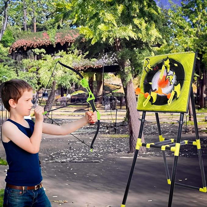 Deluxe Axe Throwing Game Set – Plastic Target for Indoor and Outdoor Use,Ax Throwing Game Set for Adults,Bow and Arrow Dart Set with Axe Throwing,Axe Throwing Game for Backyard