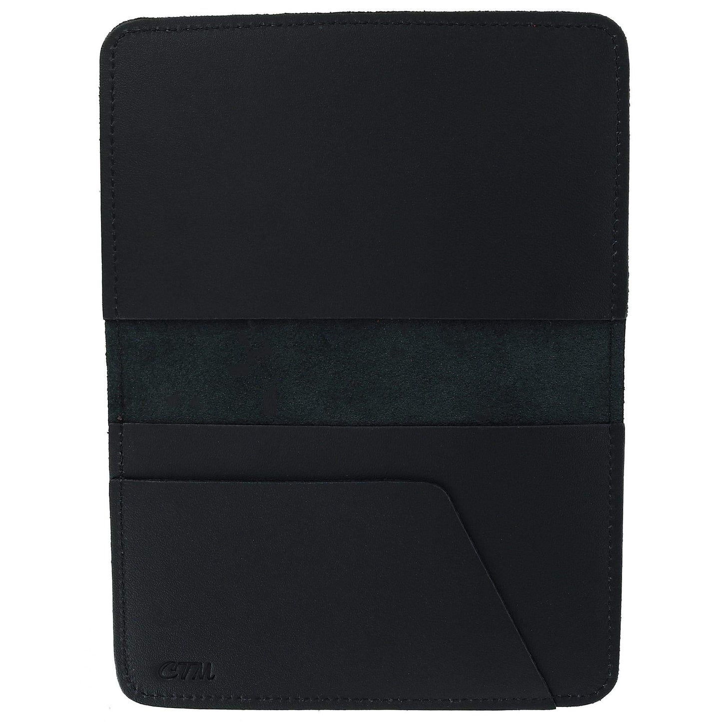 CTM Leather Top Stub Checkbook Cover Wallet, Black