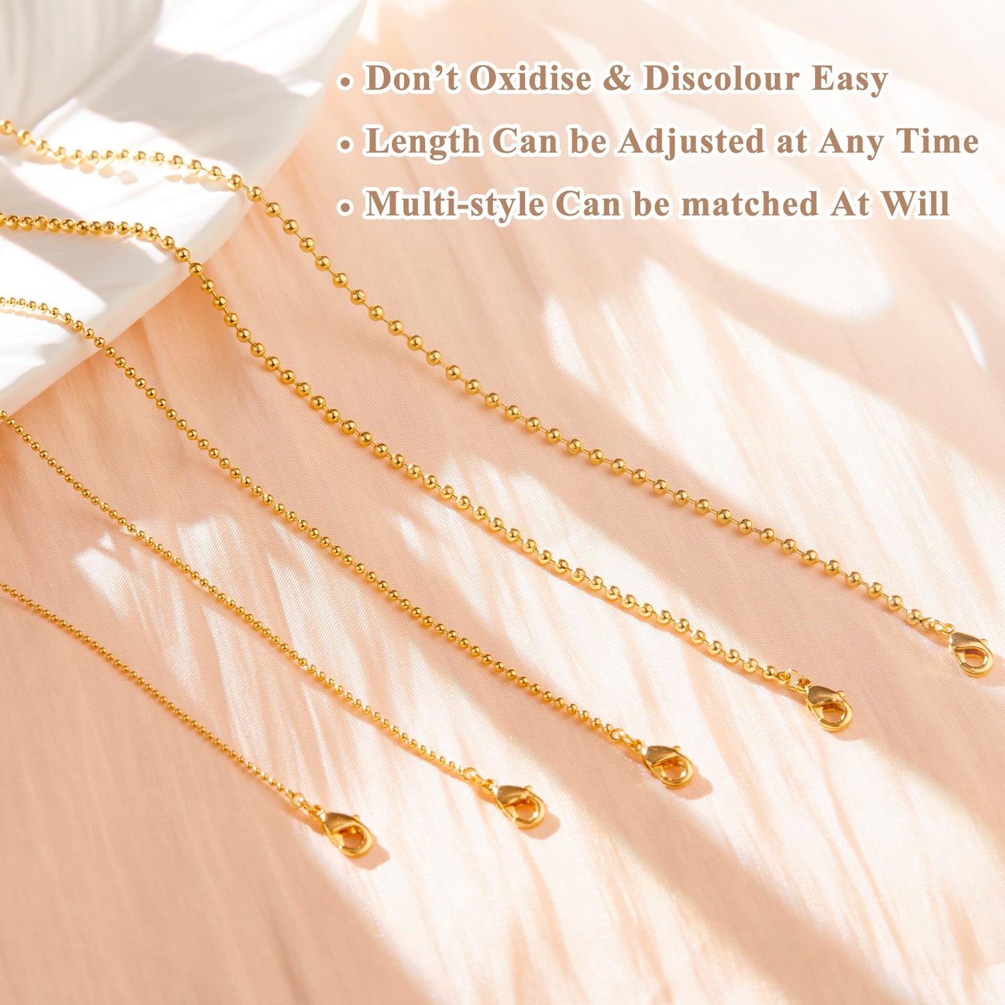 Poxtex Gold Plated Beaded Bracelets for Women No Tarnish Gold Plated Waterpoof Dainty Bracelets Set 7”+2” Adjustable Layered Bracelets for Women Trendy Stackable bracelets for Women Jewelry Gifts