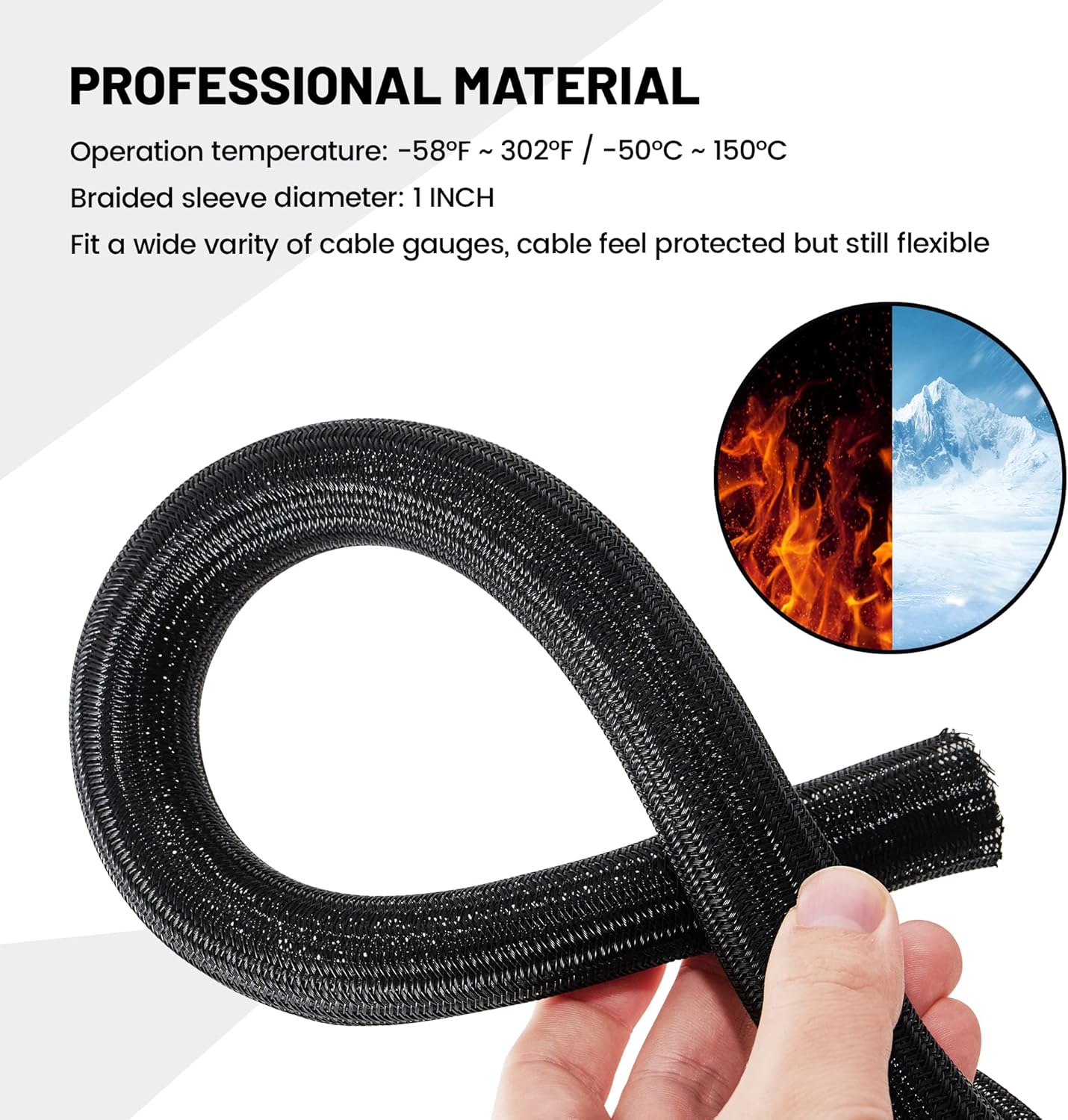 RED WOLF 10 1/2" Braided Wire Cable Sleeve Split Wiring Sleeving Feet - Flexible Self-Wrap for Automotive Computer
