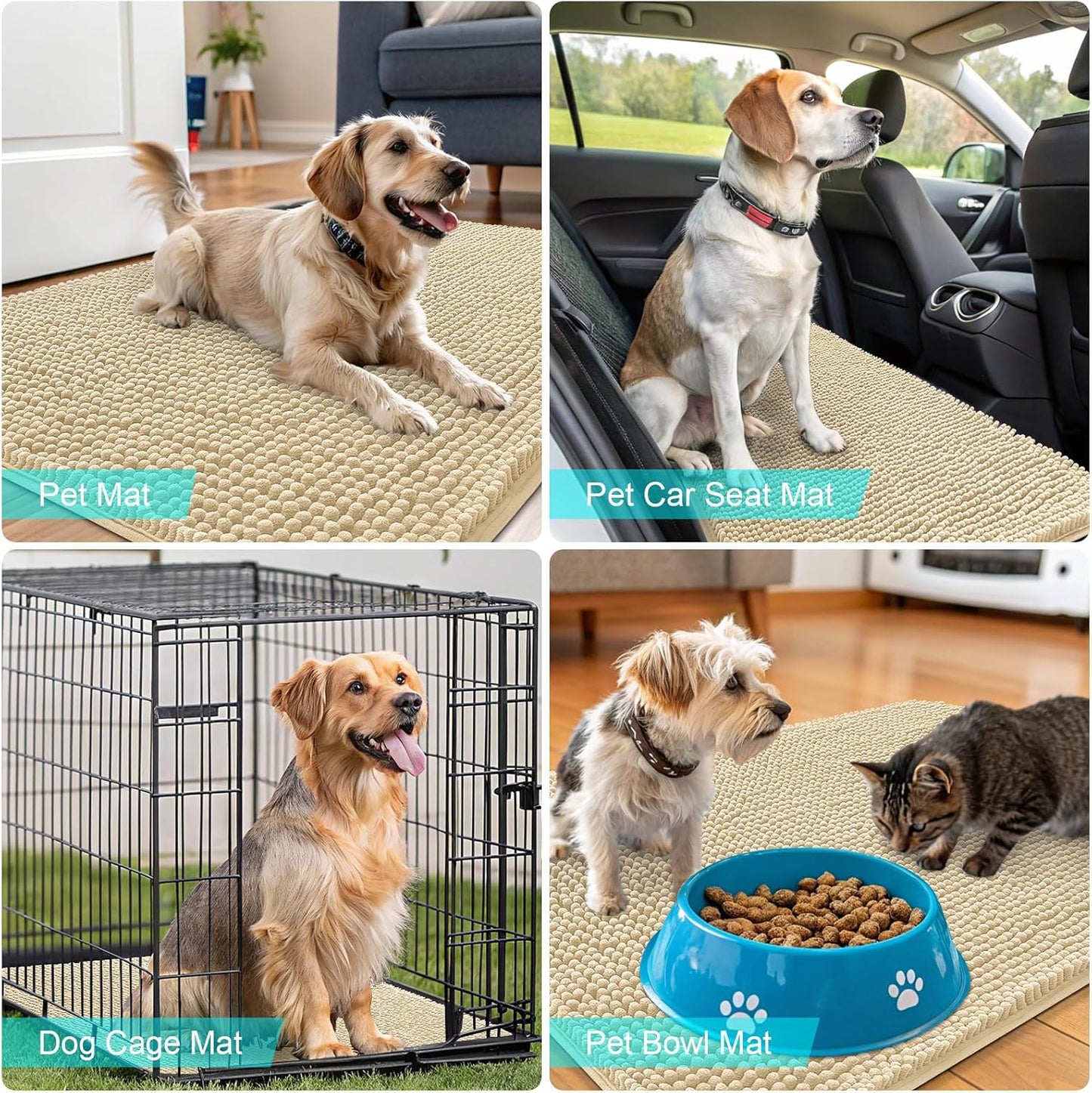 OLANLY Dog Door Mat - Absorbent Non-Slip Chenille Mat for Muddy Paws | 47x17 Inches, Quick Dry, Indoor Use