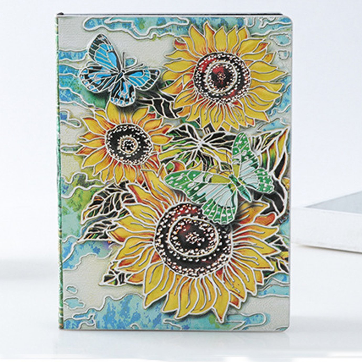 Felice Ann A5 Sunflower Embossed Faux Leather Cover Notebook Journal Writing Notepad Diary 100 Sheets