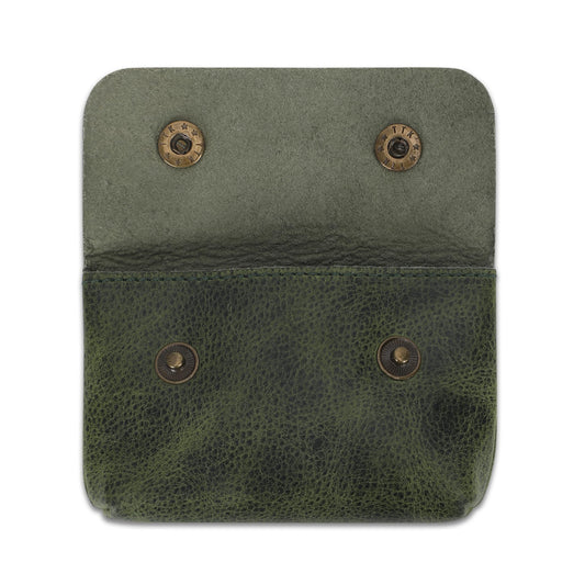 CestAntiQ Leather Double Coin Pouch Premium Cash & Card Holder Compact Cable Organizer Travel Makeup Bag, Handmade Artisan Craft Vintage Leather Accessories Multipurpose Wallet & Organizer (Green)