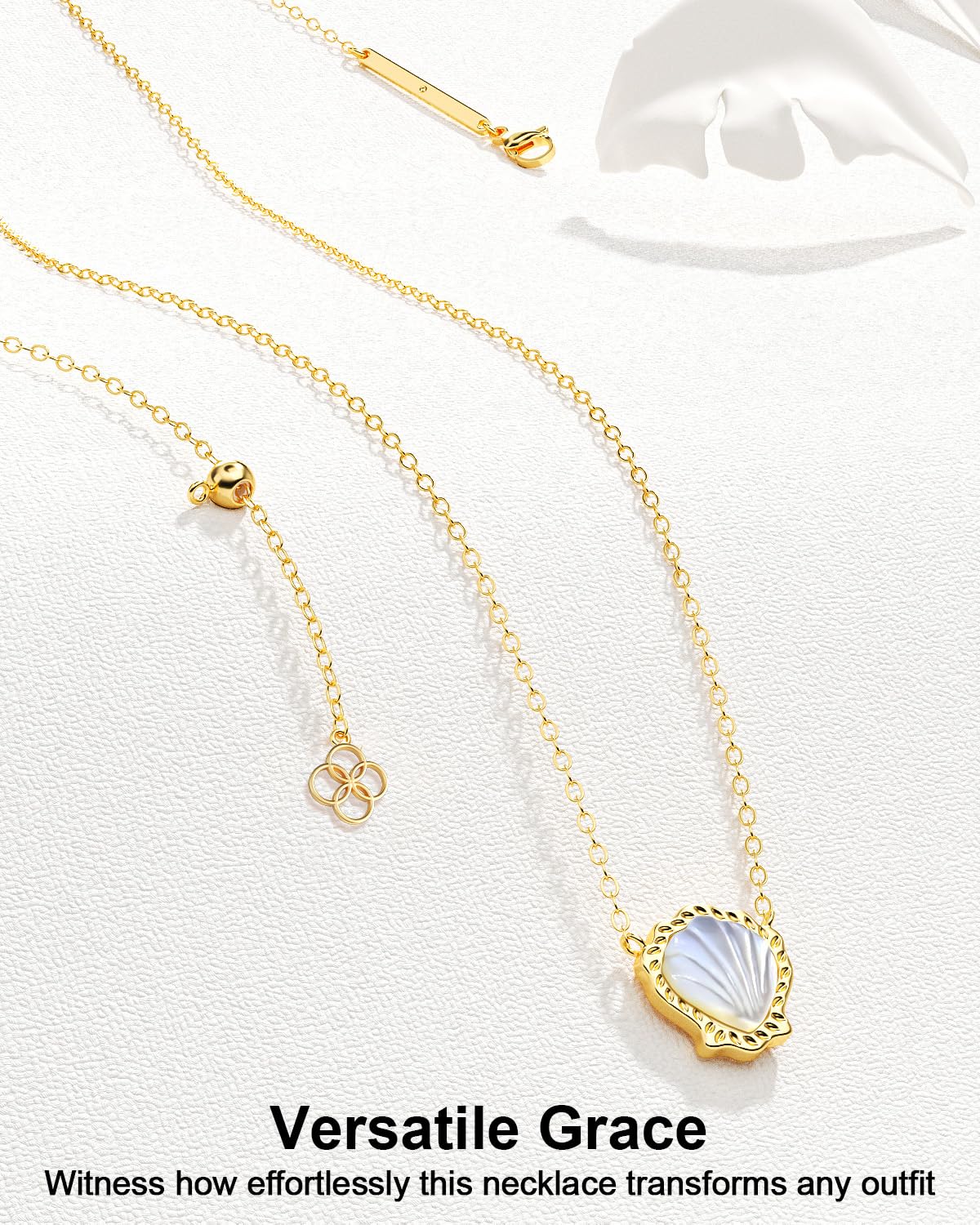 AICase 18K Gold Plated Pendant Necklace for Women,Dupes Shell Ivory Mother Of Pearl Fashion Dainty Jewelry,Anniversary Birthday Gifts for Women/MoM/Sister/Friends/Her/Wife/Grandma/Coworker_White