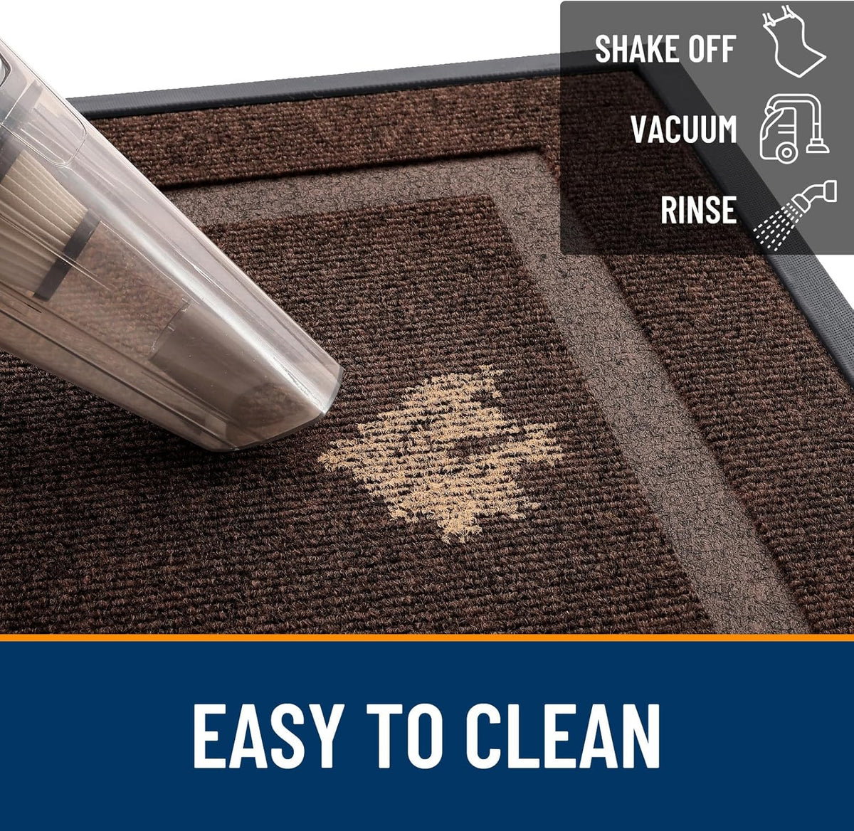 OLANLY Waterproof Front Door Mat - All-Season Indoor/Outdoor Doormat, Easy Clean, 35x23, Dark Brown